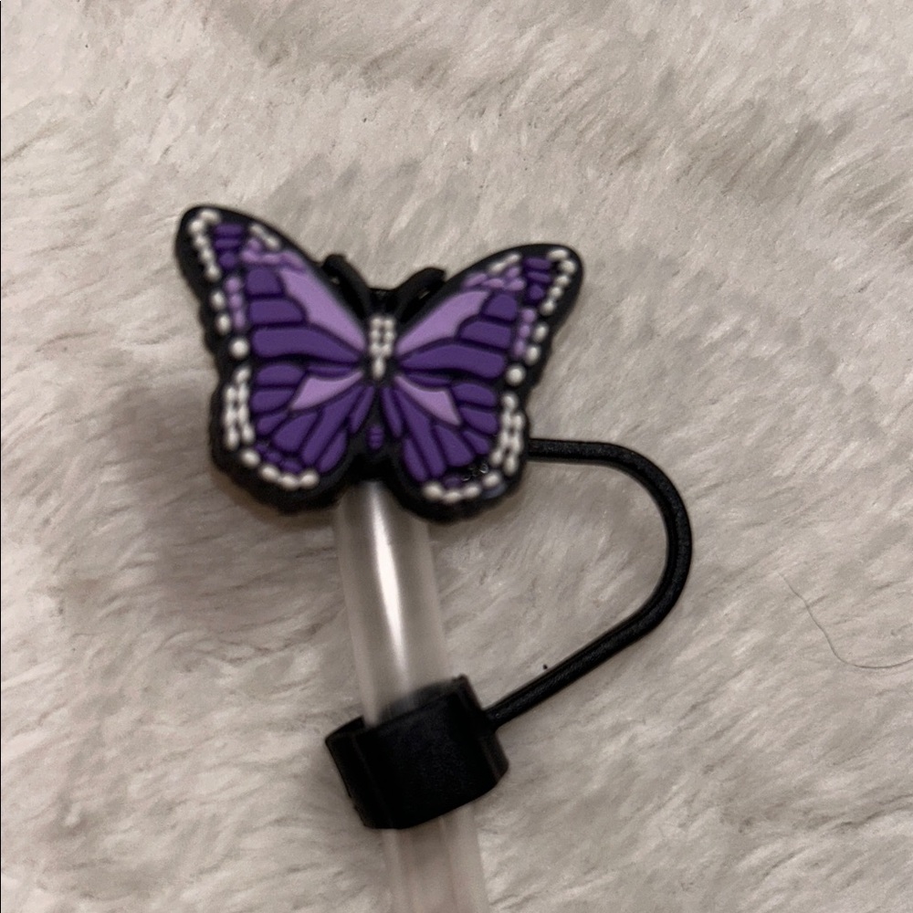 Purple Butterfly Straw Topper Stanley straw - Picture 1 of 3